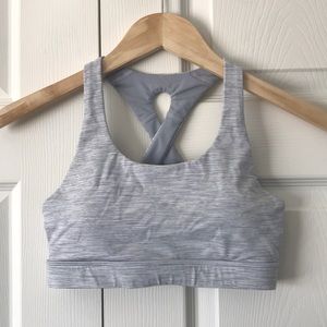 White and grey Lululemon sports bra